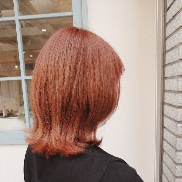 オレンジ×くびれ外ハネ