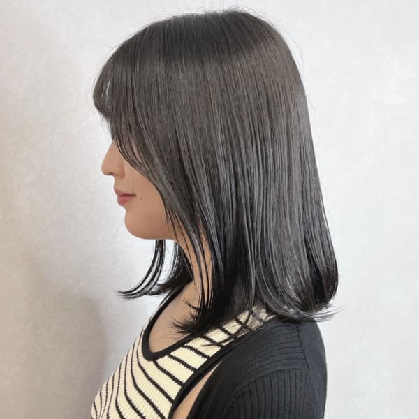 透明感カラーアッシュグレージュ＊ブリーチなし就活カラー|mulah