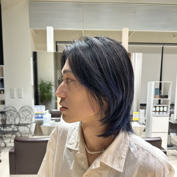 ウルフ×寒色系裾カラー