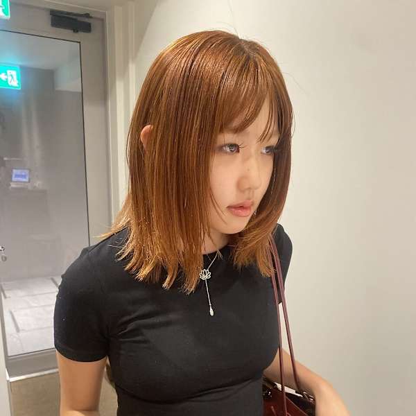ブリーチなし/オレンジ/アプリコット/ケアカラー/髪質改善