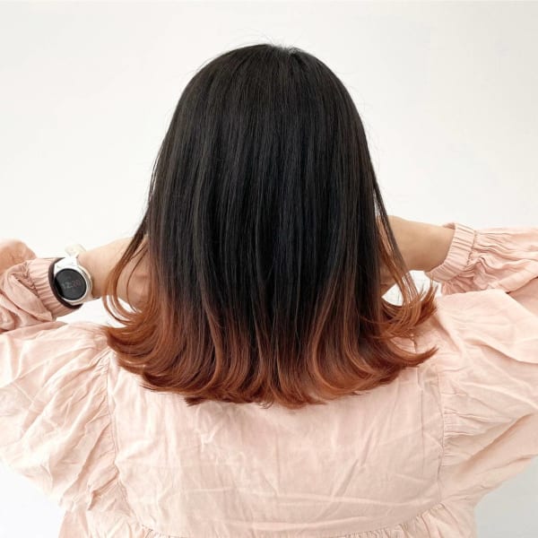 オレンジブラウンの裾グラデーション