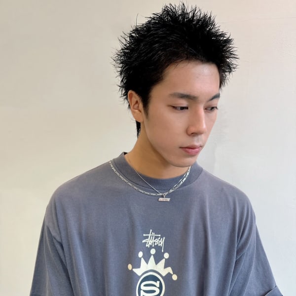 メンズ スパイキーショート 黒髪 ベリーショート 大須