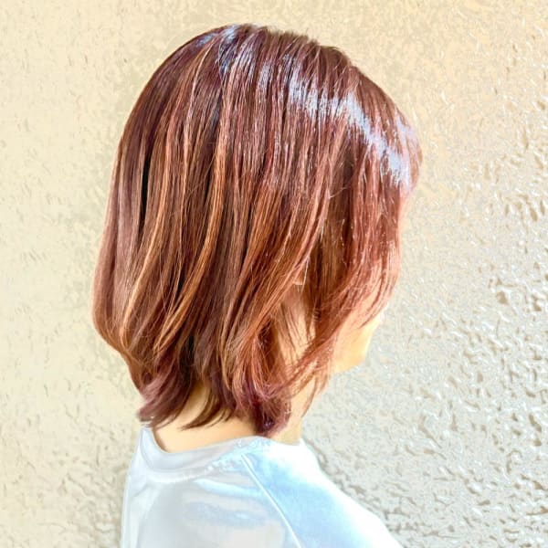 スパイキーピンクハイライトダブルカラー/ゆるパーマ
