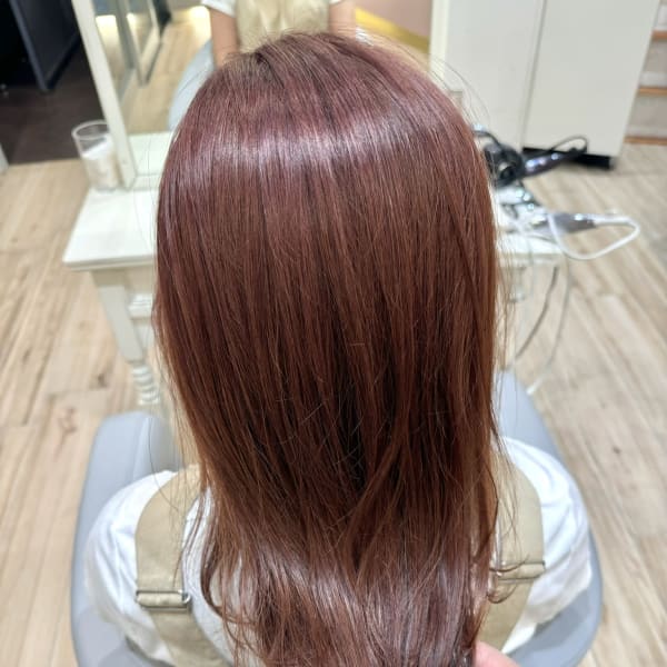 ダブルイルミナカラーピンクブラウン|BONECCA鶴見/髪質改善/白髪ぼかし/ハイライト
