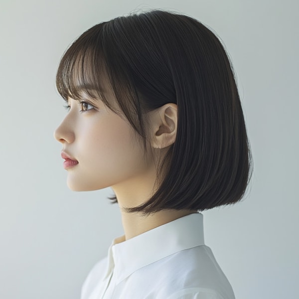 耳掛けボブ フェイスレイヤー ツヤ感ボブ 似合わせカット|福岡 オーガニックカラー miroa
