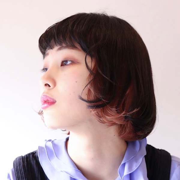 『インナーカラー』オリーブグレー×オレンジ|La Sente  居留地 Aujua認定サロン