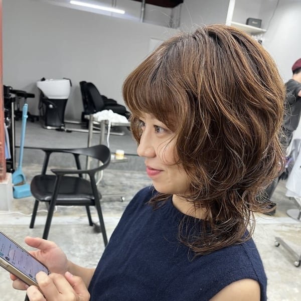 レイヤーカット×パーマ