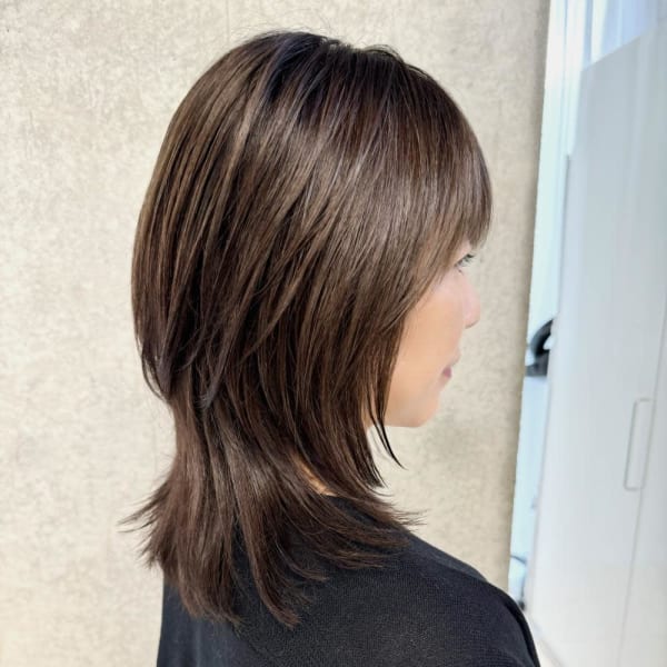 髪質改善ストレート/40代50代/伸ばしやすい大人ウルフ