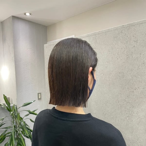 切りっぱなしボブ×グレージュ|nouvelle.女性専門サロン