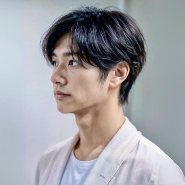 ナチュラルセンターパート　黒髪　シークレットパーマ|GRITTERs 仙台中央店【グリッター】