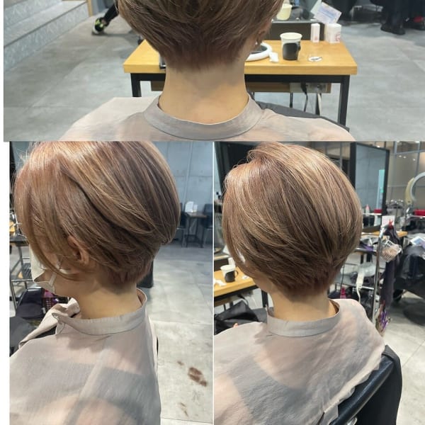 【エレガントショート】×【ブリーチミルクティーカラー】