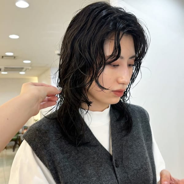 福岡 天神 大名 kchiara×ミディアムレイヤー×パーマ