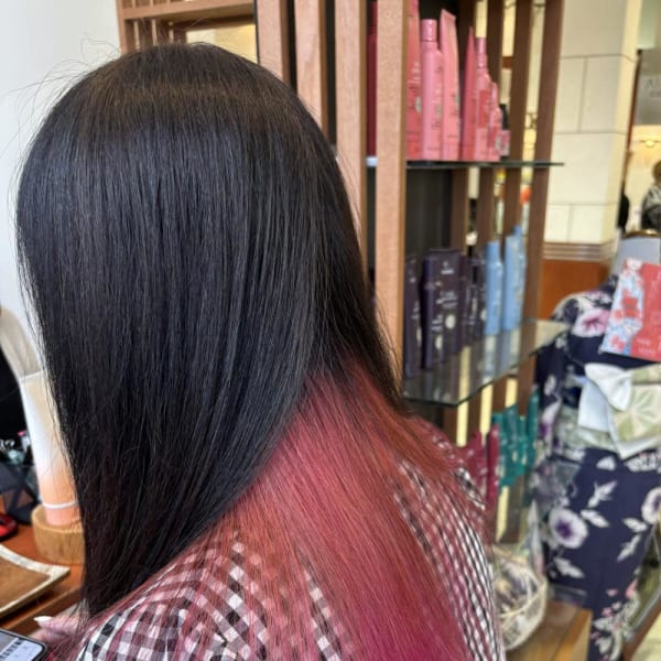 【40・50代】インナーカラー・ピンク