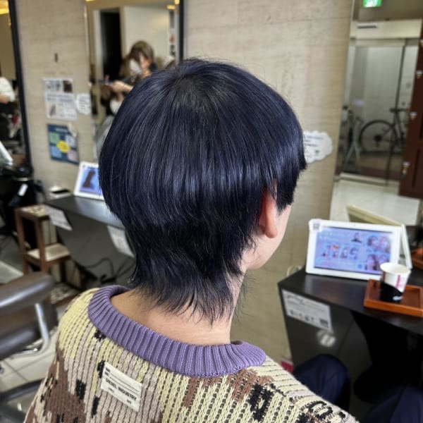 韓国マッシュウルフダークパープルハイトーン