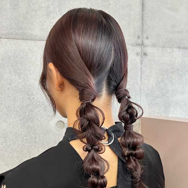 お呼ばれヘア編み下ろしツインセット