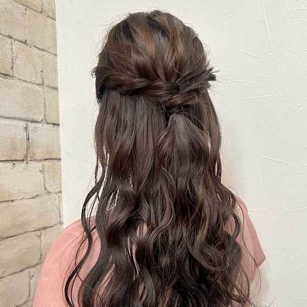 王道可愛いハーフアップヘアセット