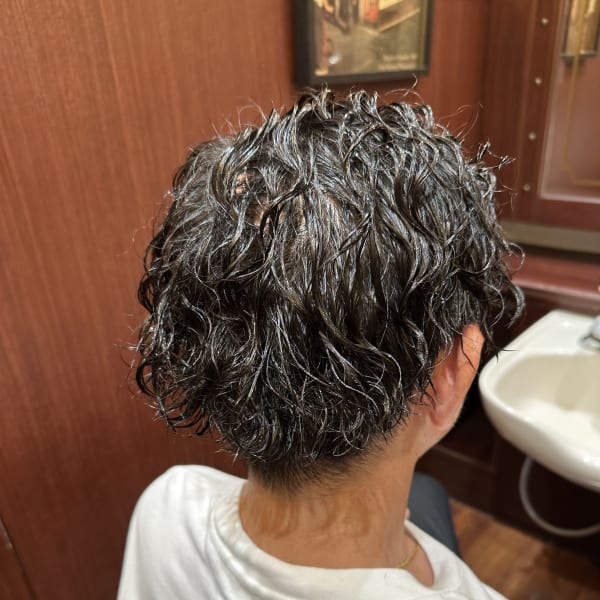 MEN'Sアッシュニュアンスパーマ韓国マッシュスペインカール