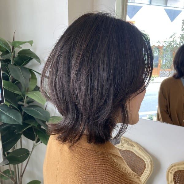 外ハネくびれミディアムクセを活かした扱いやすい髪型豪徳寺