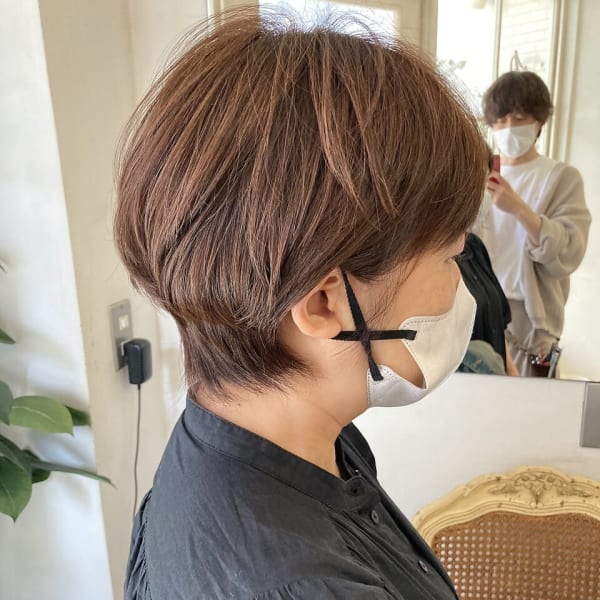 耳かけまるみショート骨格補正スタイリング簡単ヘア梅ヶ丘美容室
