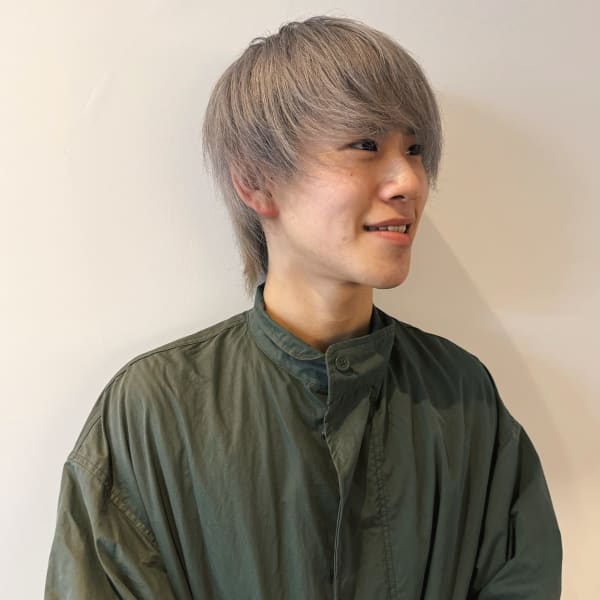 メンズウルフ/ホワイトシルバー/メンズカットハイトーンカラー