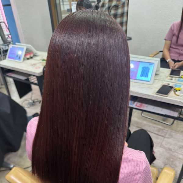 ピンクベージュロングワンレン小顔所沢練馬ひばりヶ丘