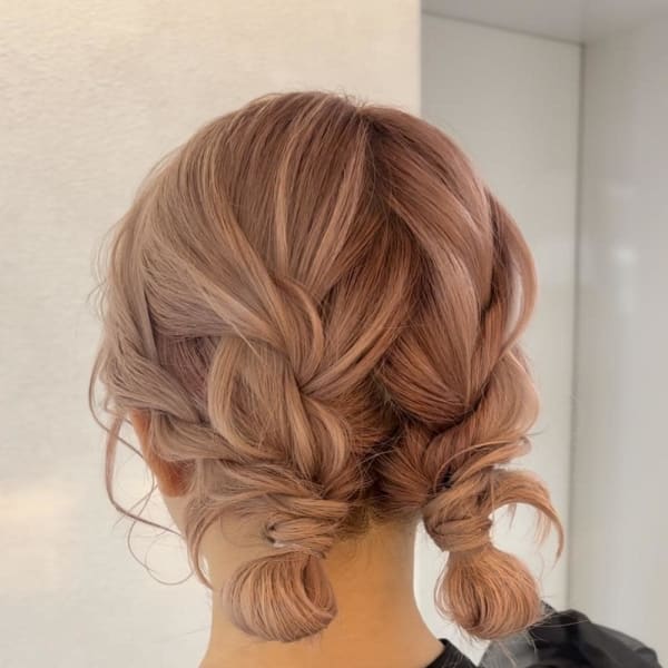 ゆるふわセット／お呼ばれヘア／ひつじヘア／ツインおだんごヘア