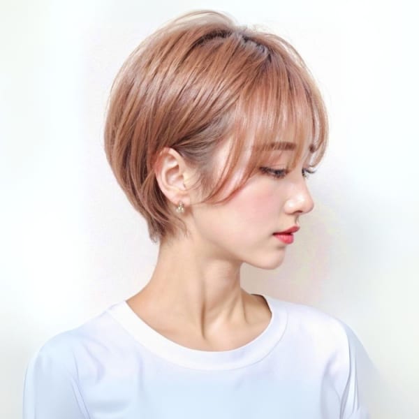 小顔耳かけハイトーンショートボブ/大人可愛い20代30代40
