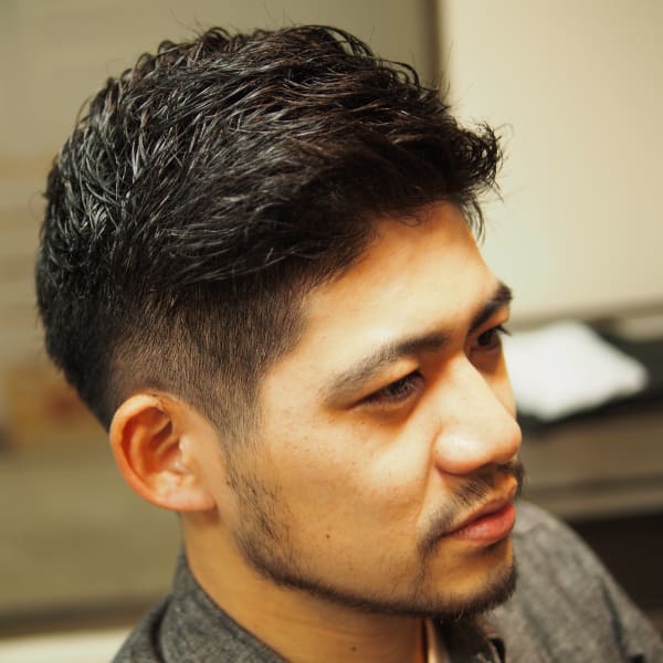 アップバング×テーパーフェード