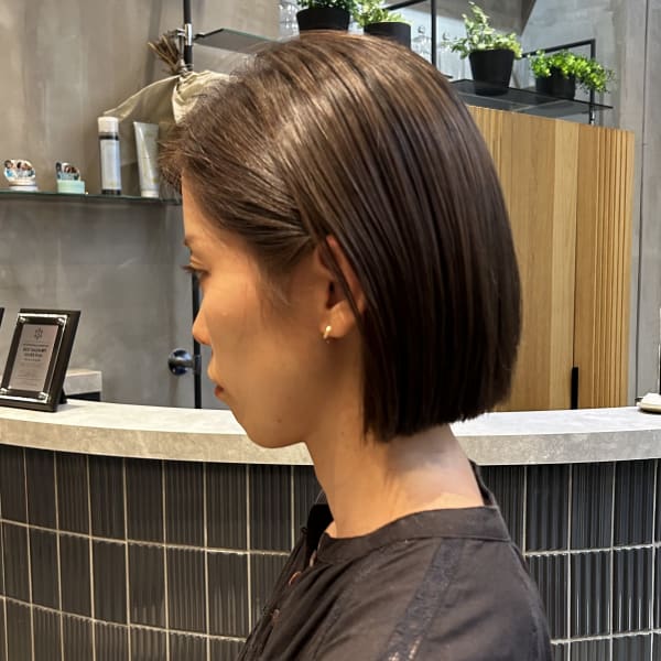 ボブ縮毛矯正髪質改善トリートメントグレージュ前髪学割仙台 