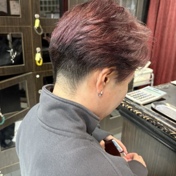 刈り上げ女子/ショート裾カラー/暖色カラー/錦糸町北口