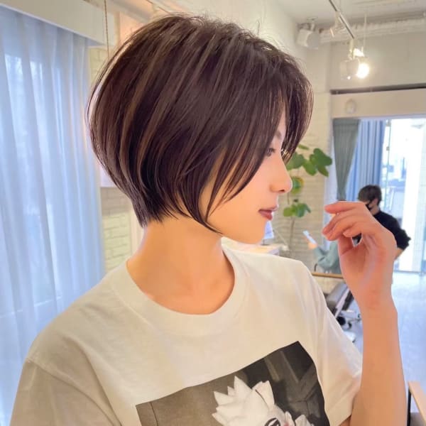 仙台ショート髪質改善レイヤーカット小顔ネビージュ顔周りカット|Reve by Lond