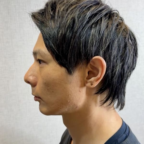 韓国マッシュレイヤー×ダークアッシュ×白髪ぼかしハイライト