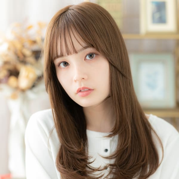 ツヤ感ショコラベージュ小顔レイヤーロング　姫カットレイヤー|COVER HAIR bliss【カバーヘア ブリス】戸田公園/戸田公園西口店
