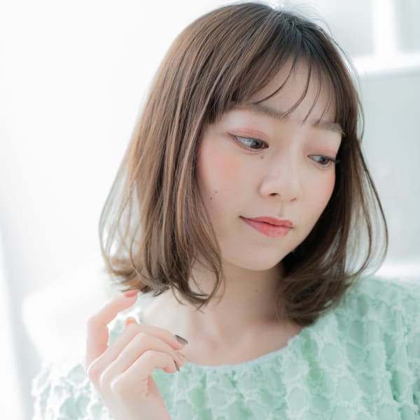 アースカラー韓国風前下がり小顔ウェットヘア 細めハイライト|mod's hair【モッズヘア】越谷/越谷西口店