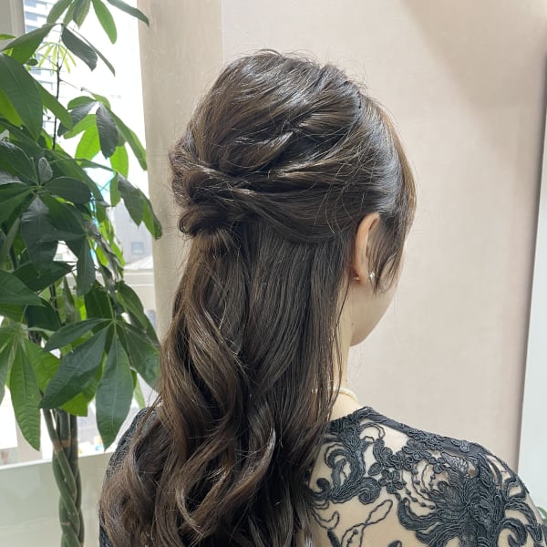 ヘアアレンジ/ハーフアップ/お呼ばれヘア/ヘアセ結婚式