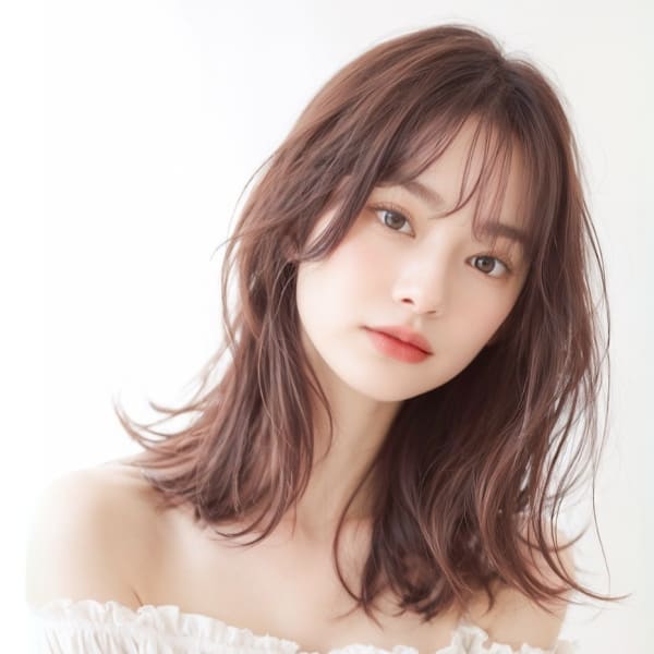 レイヤーカット　外ハネミディアム　マロンベージュ|GRITTERs 仙台中央店【グリッター】