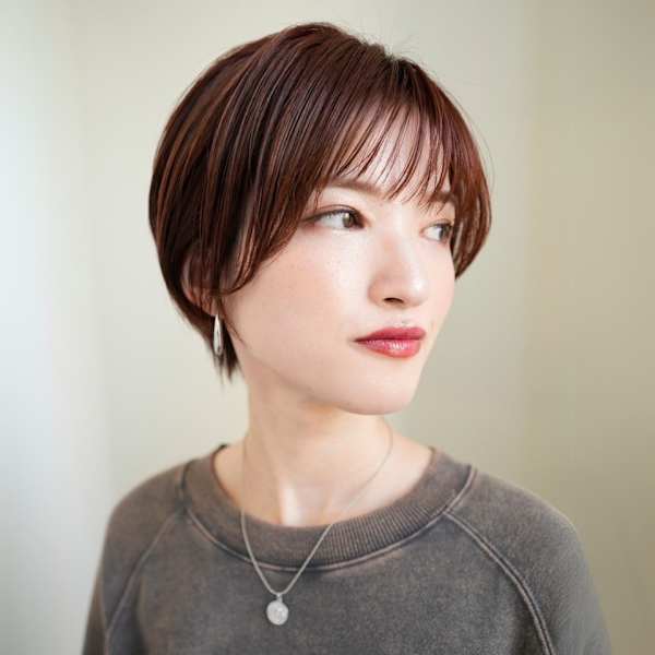 レッドブラウン　大人マッシュショート　似合わせカット|GRITTERs 仙台中央店【グリッター】