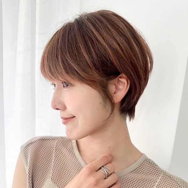 ショート/小顔/ニュアンスパーマ/黒髪/ネビージュ[原宿]