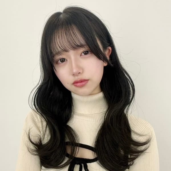 韓国風/セミロング/顔周りカット/くびれヘア/透明感カラー