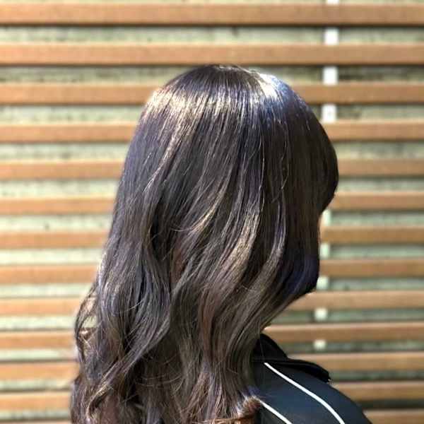 大人女子ココアブラウンうるツヤグレージュアッシュオリーブ