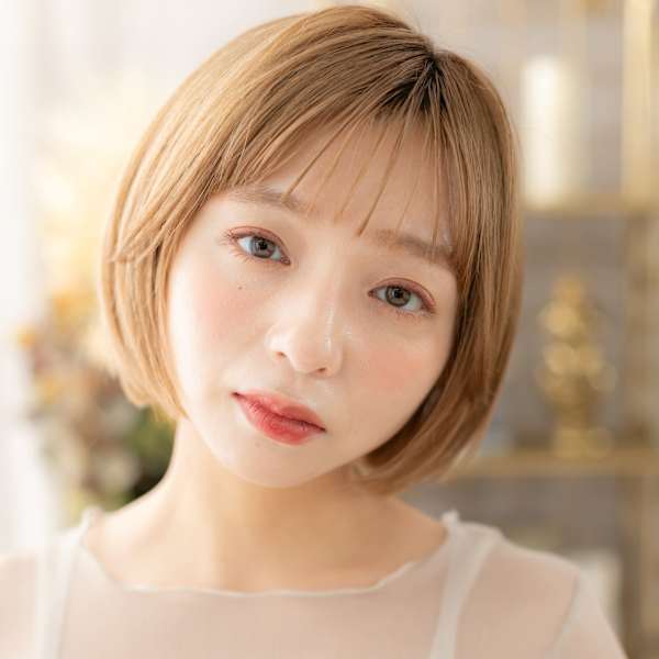 透明感シルキーベージュ小顔切りっぱなしボブ　くすみベージュ|COVER HAIR bliss【カバーヘア ブリス】北浦和/北浦和西口店
