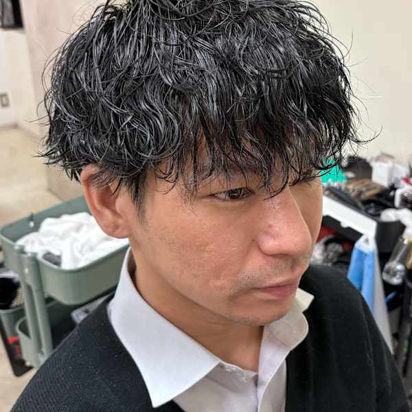 波巻きパーマ　緩めパーマ　マッシュ