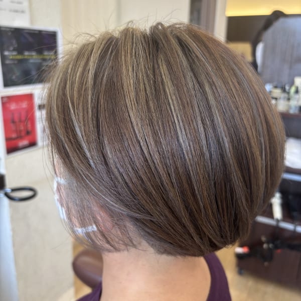 グレージュハイライト×ボブ|reve by first 岩切店