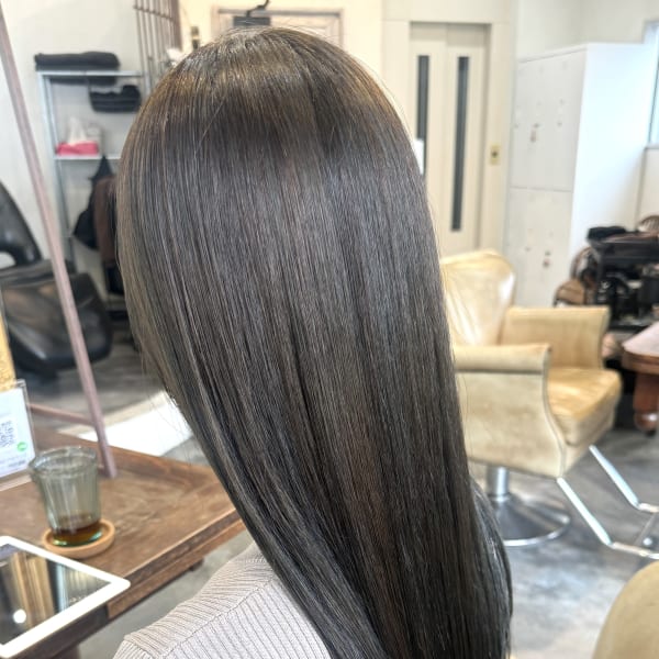 オリーブカラー×縮毛矯正 髪質改善/10代20代30代/仙台