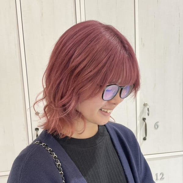 ダブルカラー/ピンクカラー/ガーリーヘア/暖色カラー