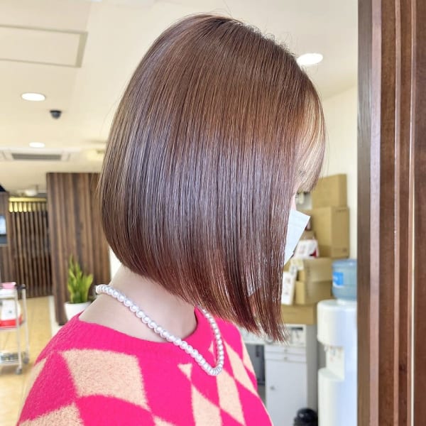 20代30代40代小顔インナーカラー透け感ナチュラルボブ|QUALIS 上板橋店