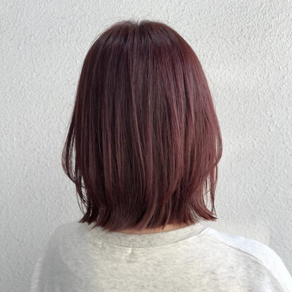 チェリーレッド_ワインレッド_切りっぱなしボブ