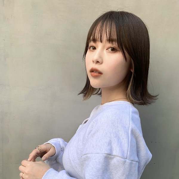 アッシュブラックインナーカラーボブ*Zina川崎