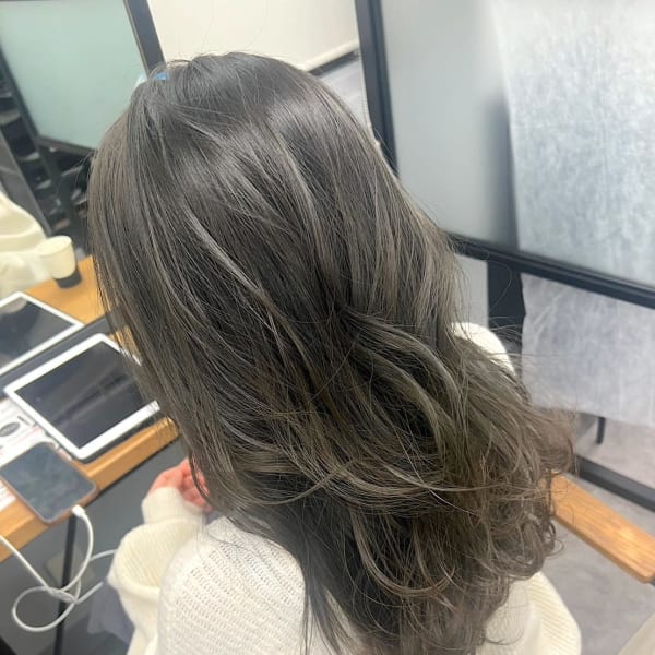 オリーブグレー/大人レイヤーロンググレーベージュ