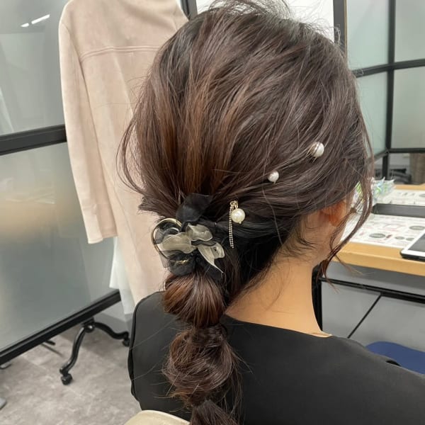 編み下ろし/結婚式ヘアパーティーヘアアレンジヘアセット
